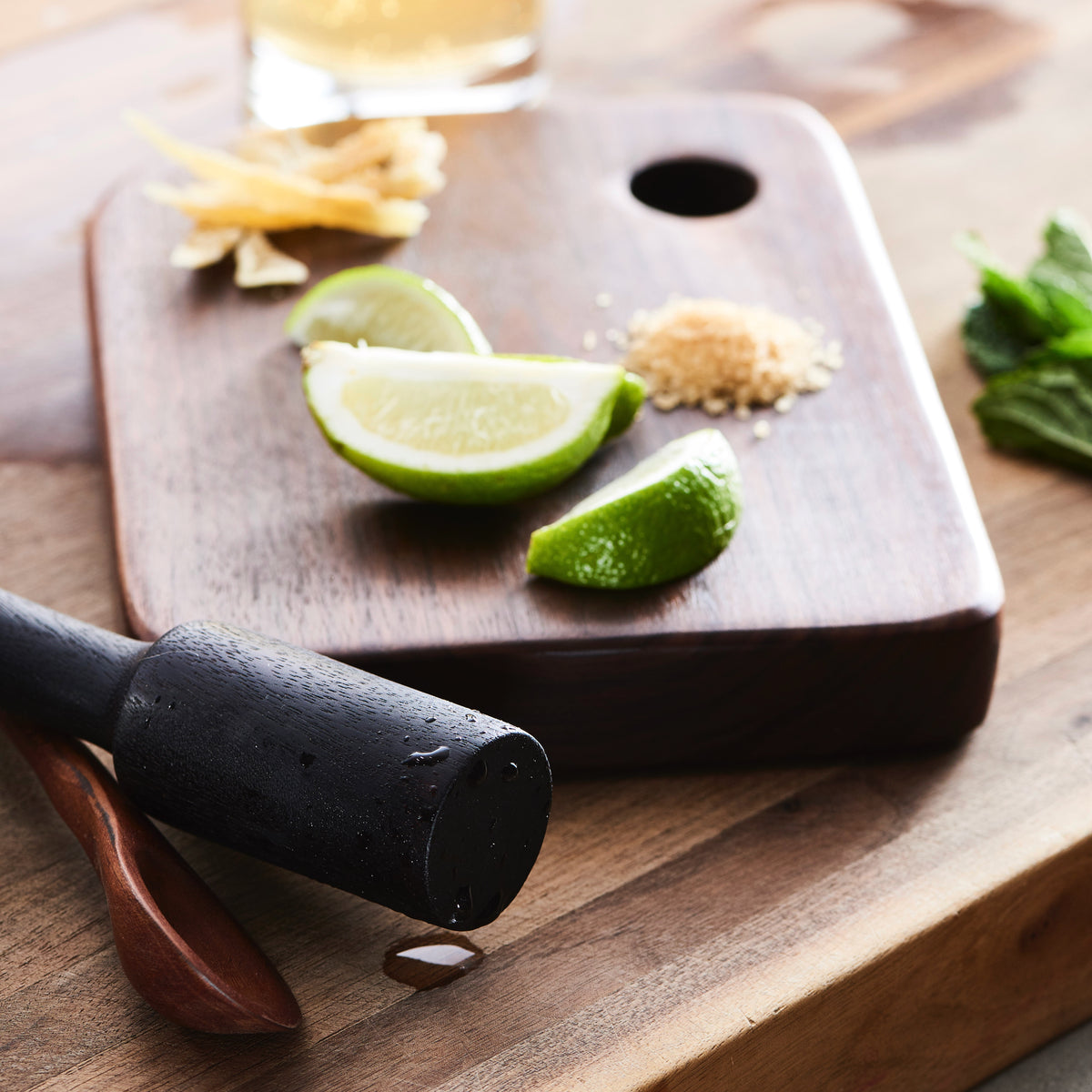 handcrafted wooden cocktail set