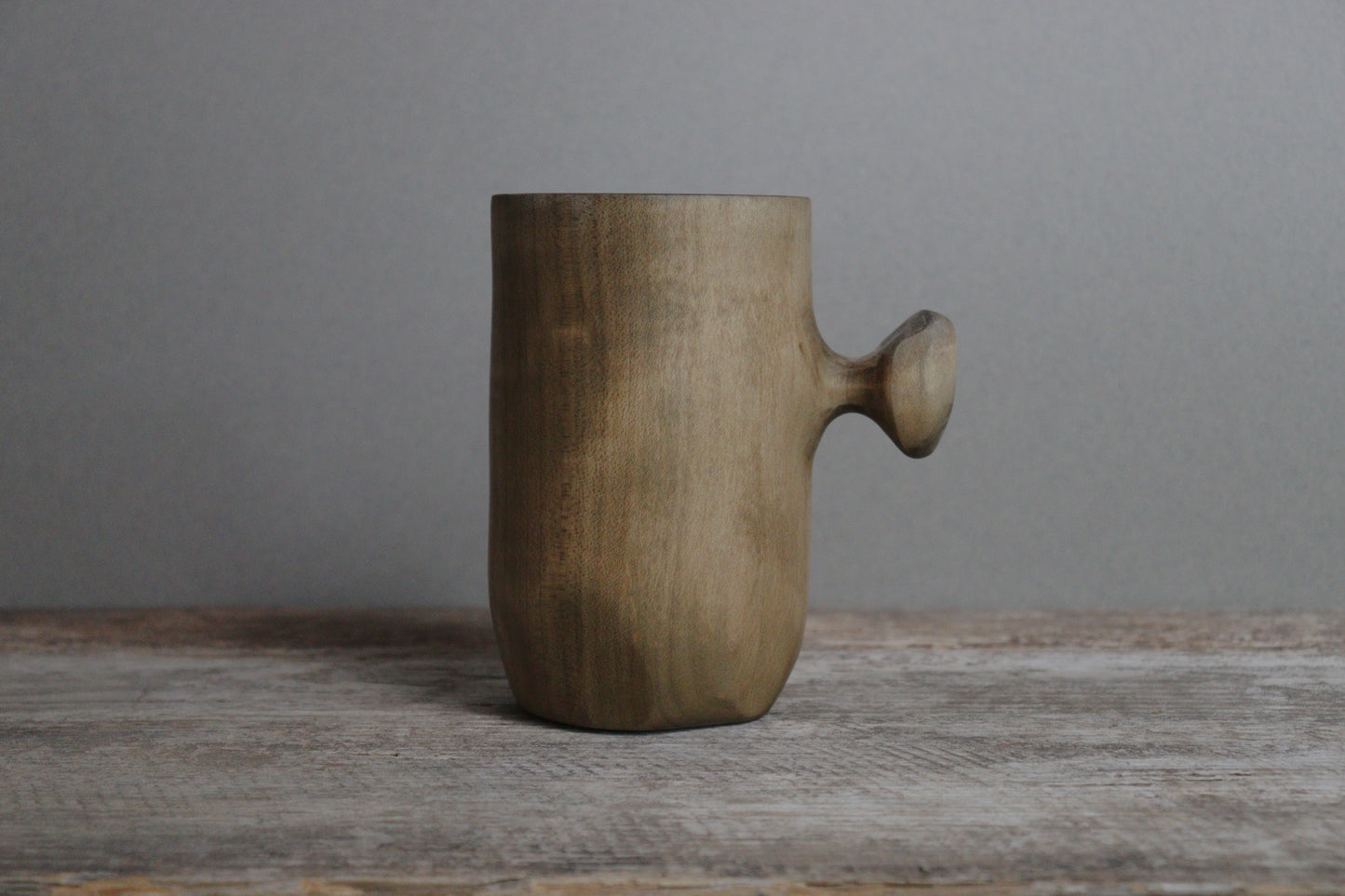 darkened maple knobby mug